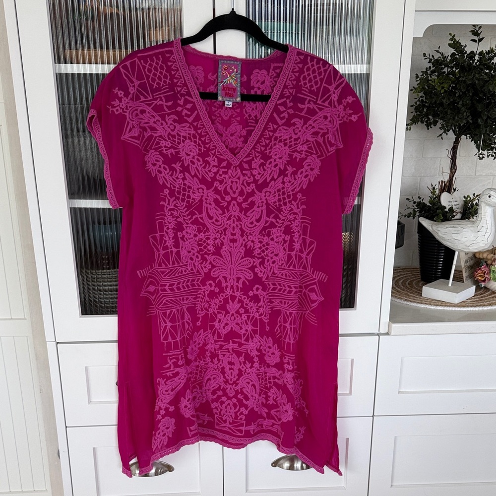 Johnny Was Fuchsia Embroidered Tunic